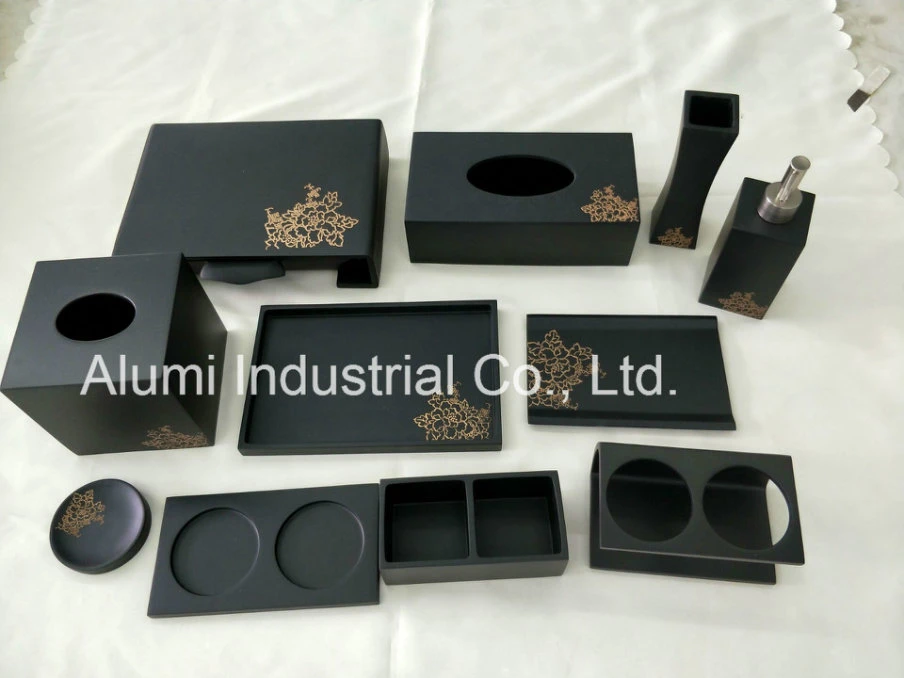 Resin Hotel Room Amenities Holder Set Black Color