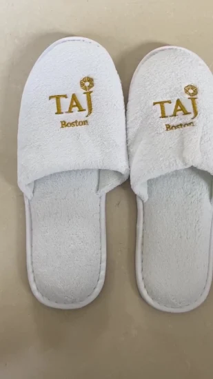 Pantofole SPA monouso lavabili per hotel/punta aperta/tessuto in cotone bianco